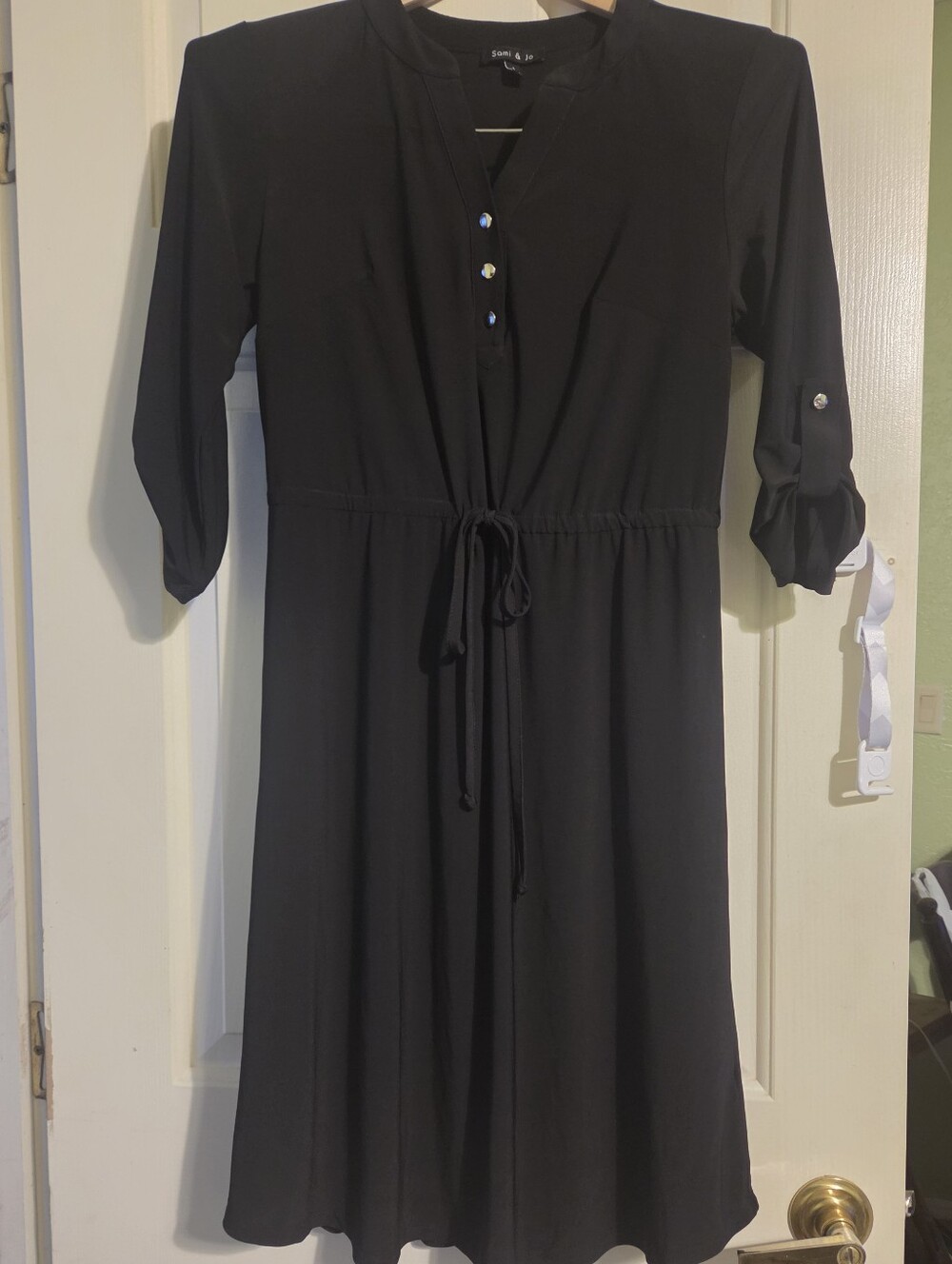 Black Drawstring Shirt Dress